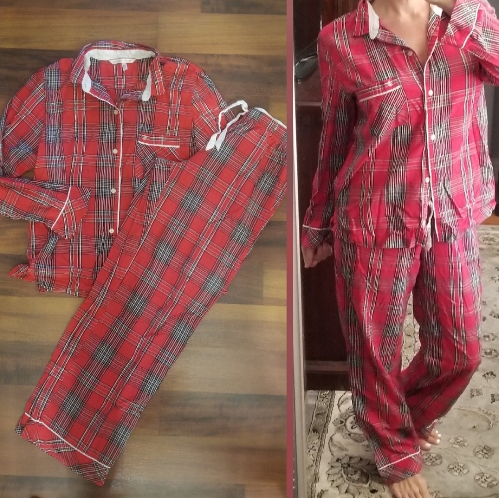 Victoria's Secret lightwght Pajama set red tartn S